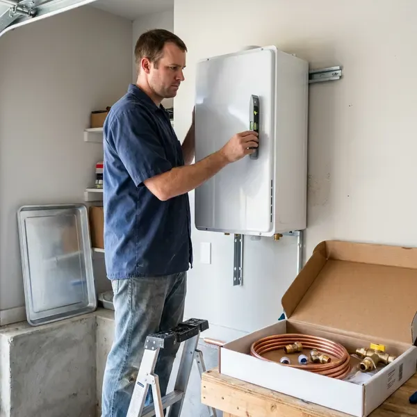 HFN Plumbing technician providing tankless water heater installation in Charlotte, NC